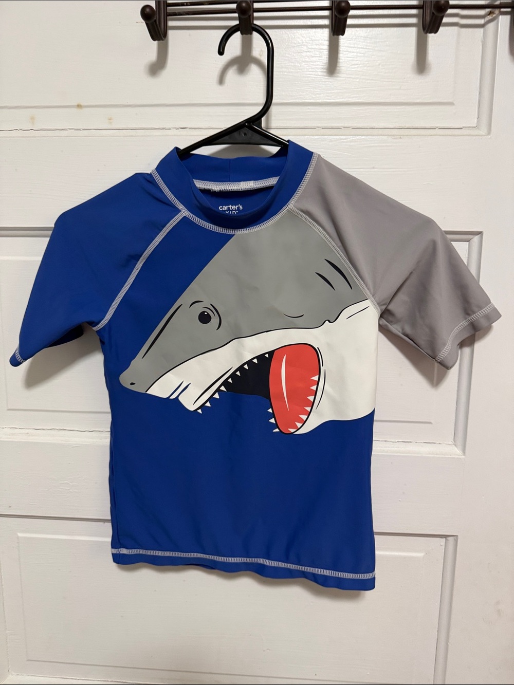 Carter's Blue & Gray Shark Short-Sleeve Rash Guard